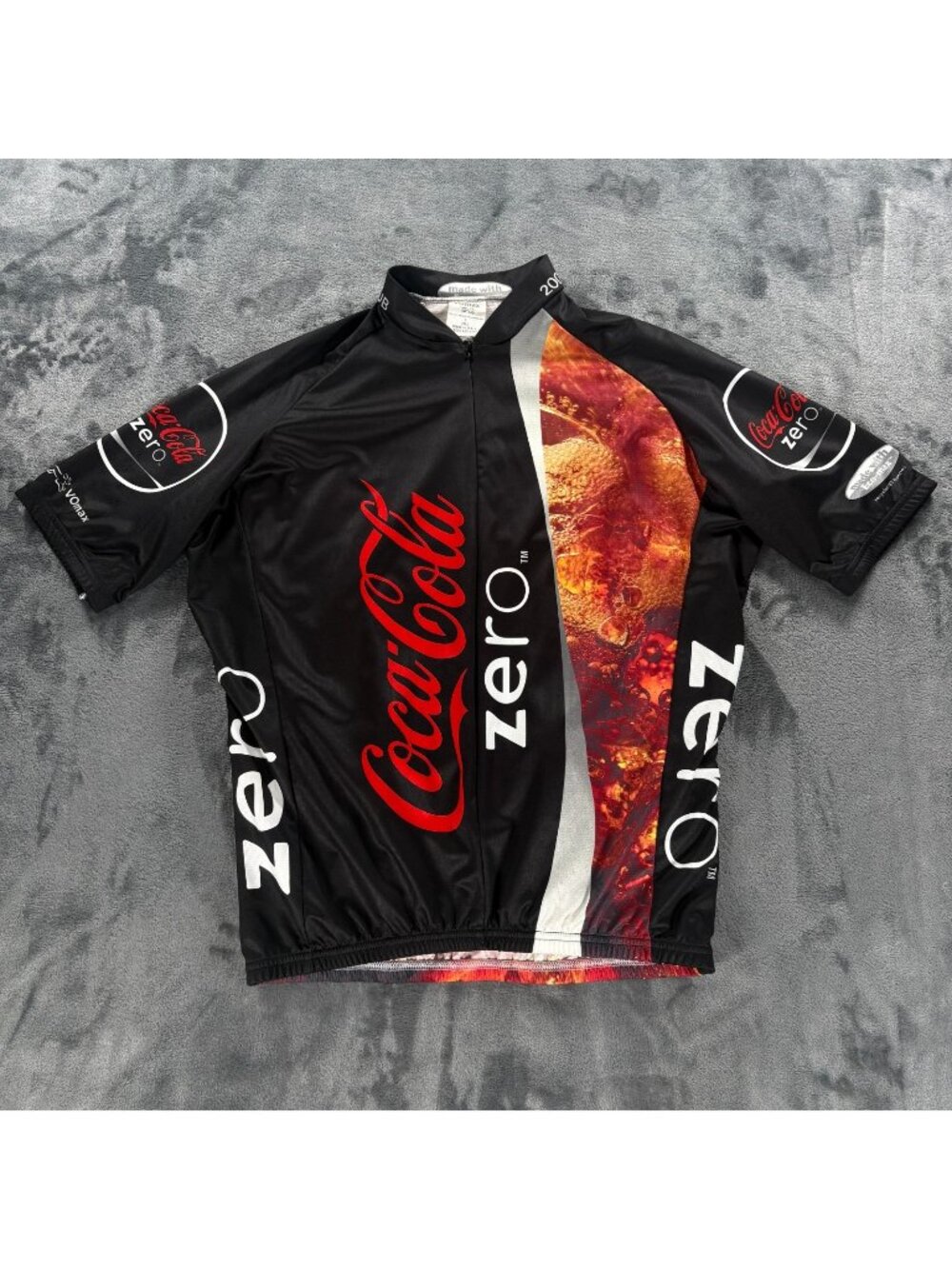 Coca Cola Zero Cycling Jersey Men XL Vomax Made in USA  3/4 Zip Vintage Kit Bike
